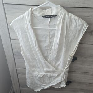 Zara White Wrap Blouse